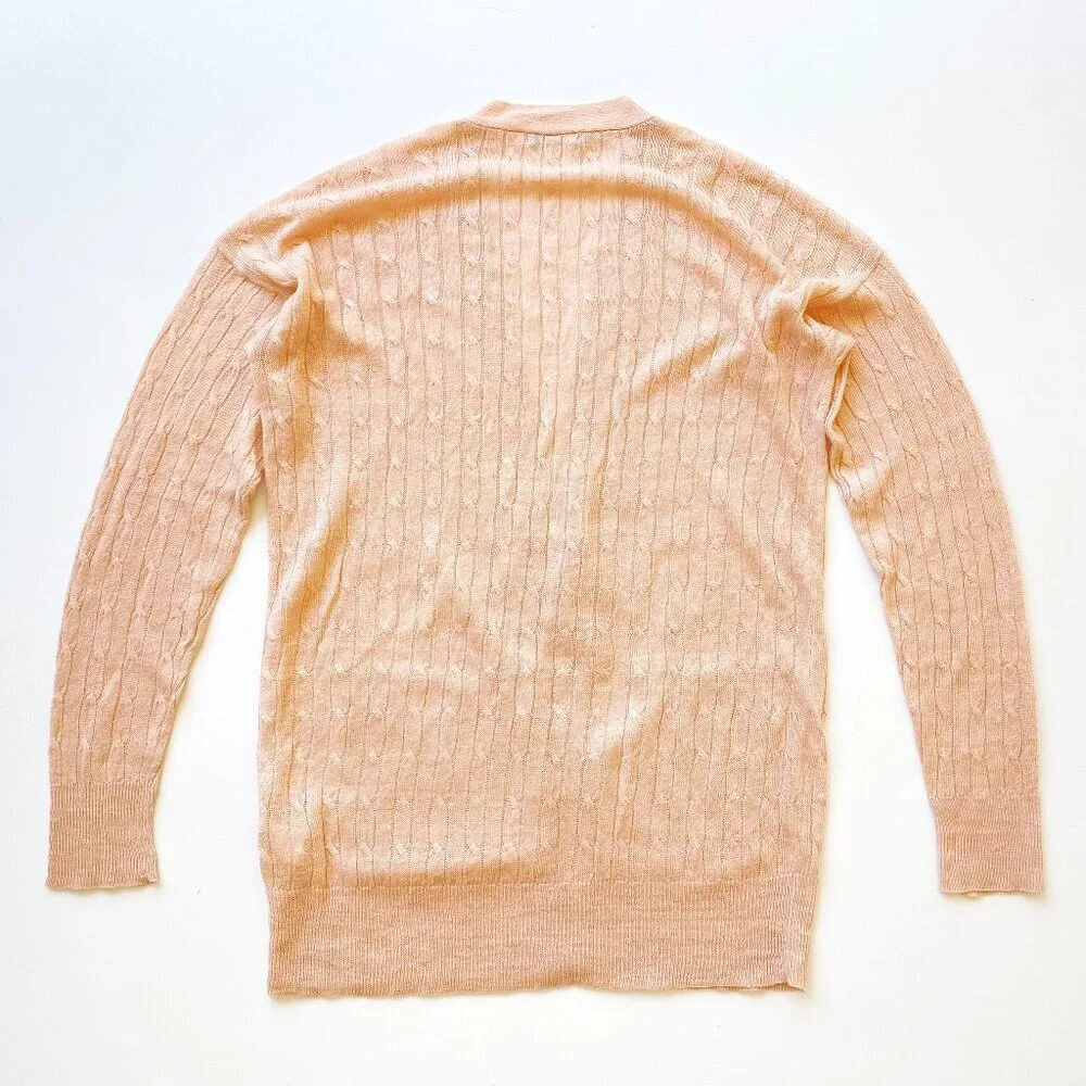 J.Crew 100% Linen Cable Knit Gold Button Cardigan XS